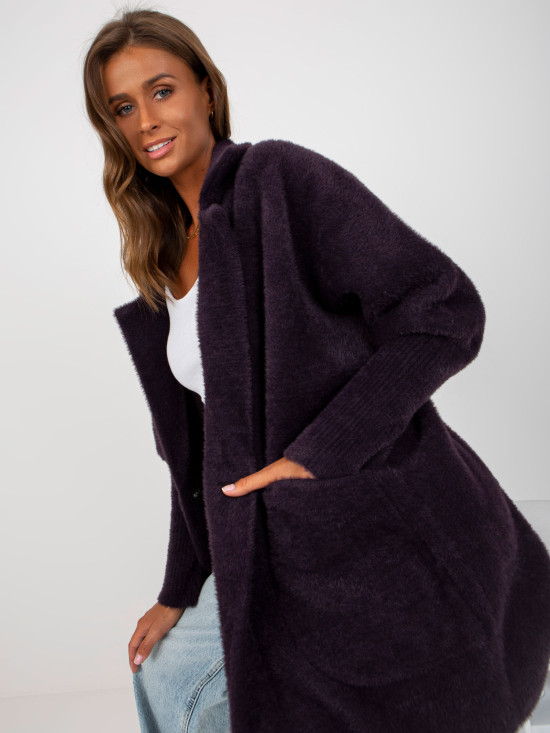 Tmavě fialový přechodný kabát z alpaky a vlny