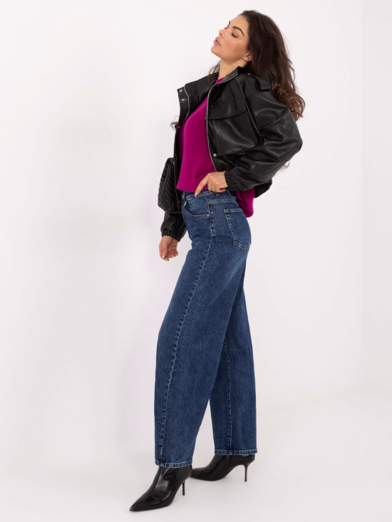 Dámské balloon fit džíny s vysokým pasem, tmavě modré