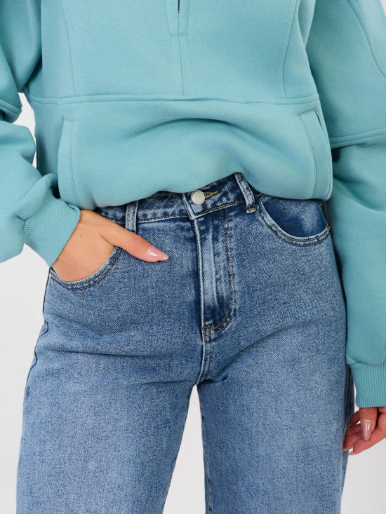Dámské balloon fit džíny s vysokým pasem, tmavě modré