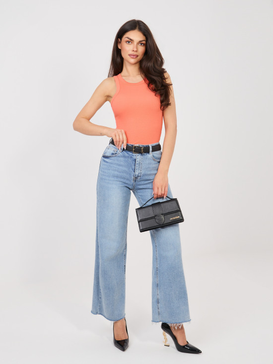 Žebrovaný oranžový top bez rukávů