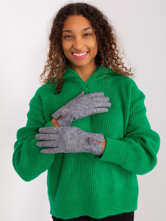 Stylové šedé rukavice s geometrickým vzorem