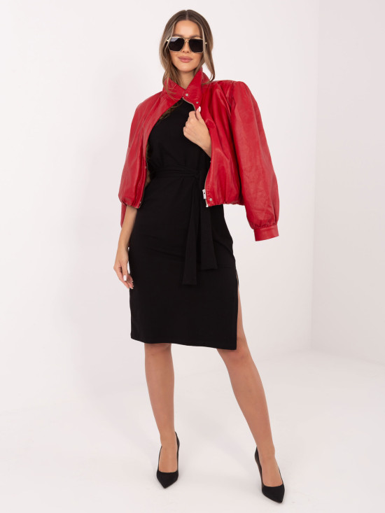 Černé bavlněné letní šaty s páskem