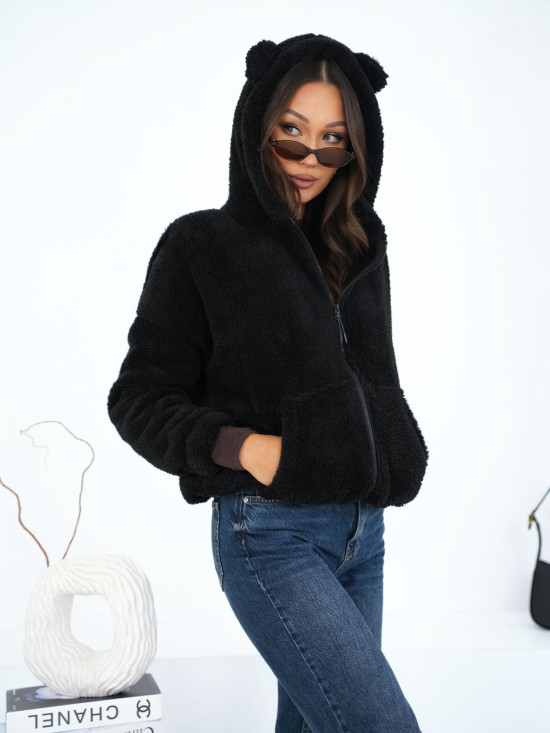 Černá mikina na zip s kapucí