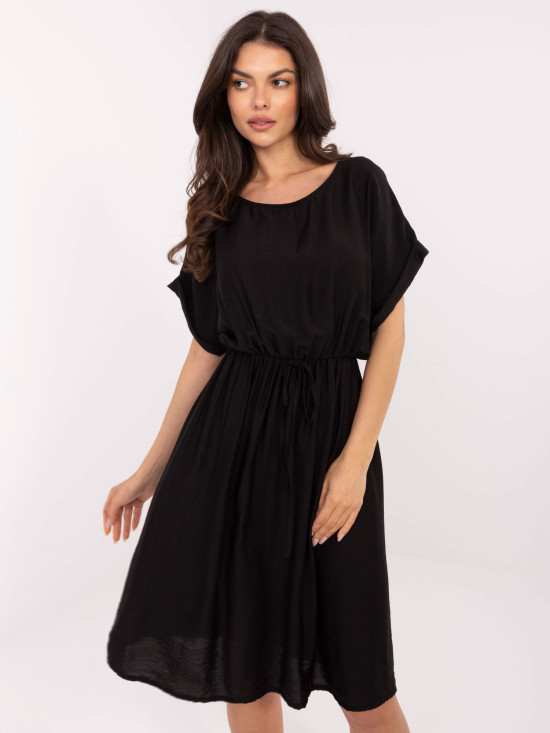 Černé letní šaty s krátkým rukávem