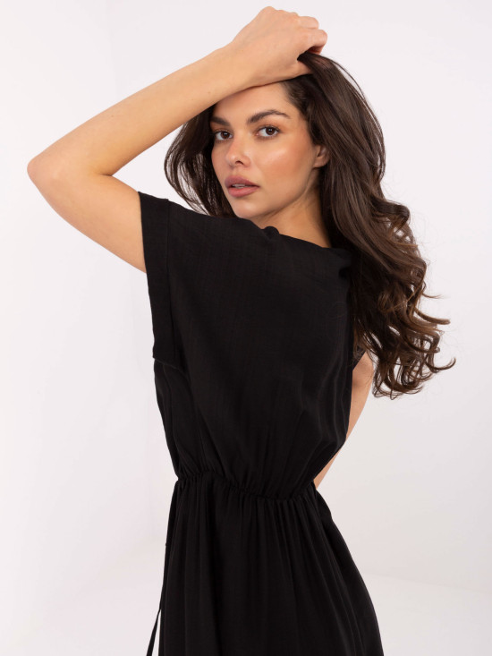 Černé letní šaty s krátkým rukávem
