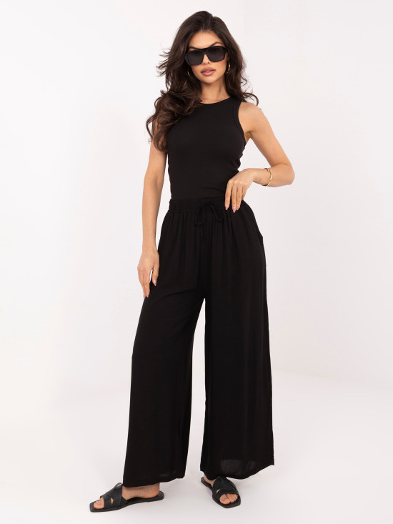 Černé palazzo kalhoty z viskózy