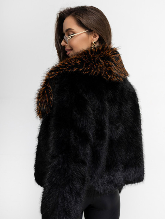 Elegantní krátká vlněná bunda s podšívkou, černá
