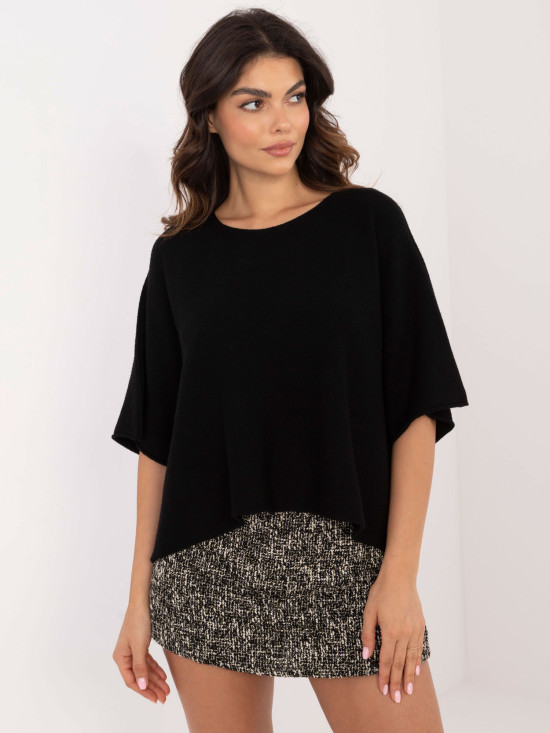 Černý elegantní pulovr s 3/4 rukávem