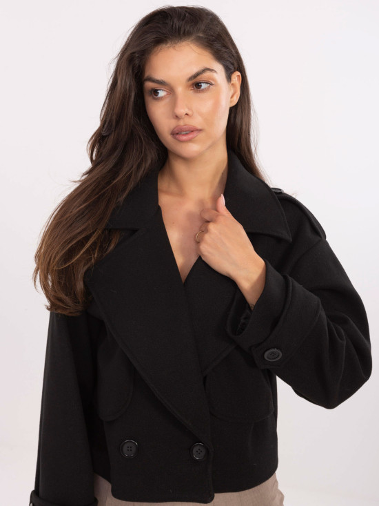 Elegantní černý přechodný kabát