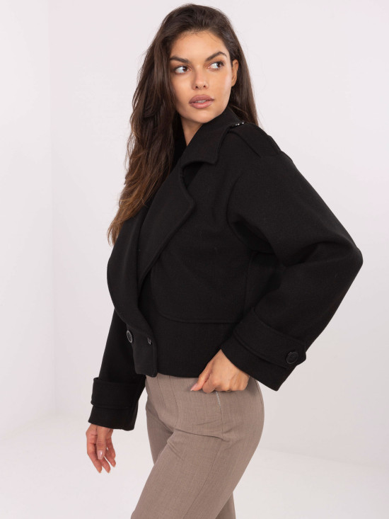 Elegantní černý přechodný kabát