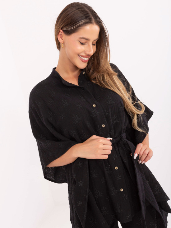 Elegantní černý komplet s krátkým rukávem