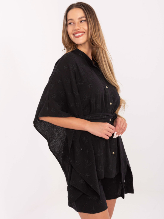 Elegantní černý komplet s krátkým rukávem