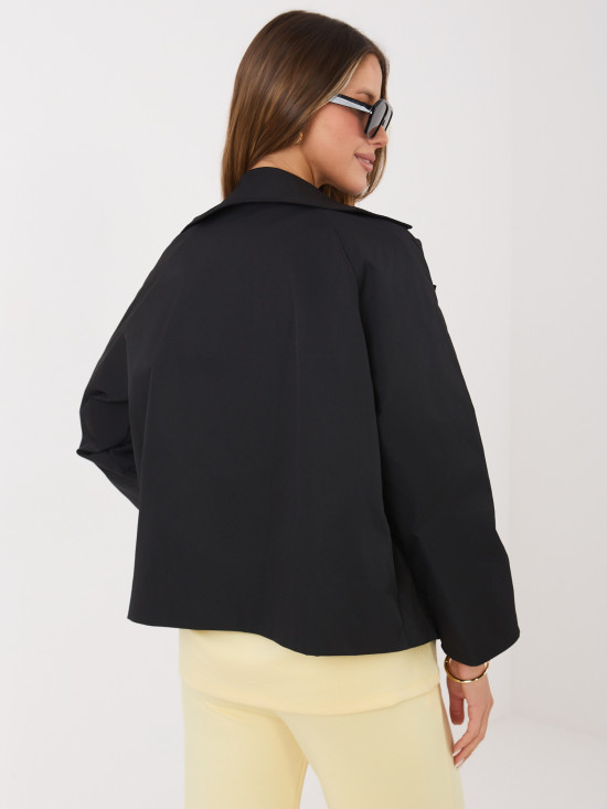 Krátký přechodný kabát s 3/4 rukávy, černý