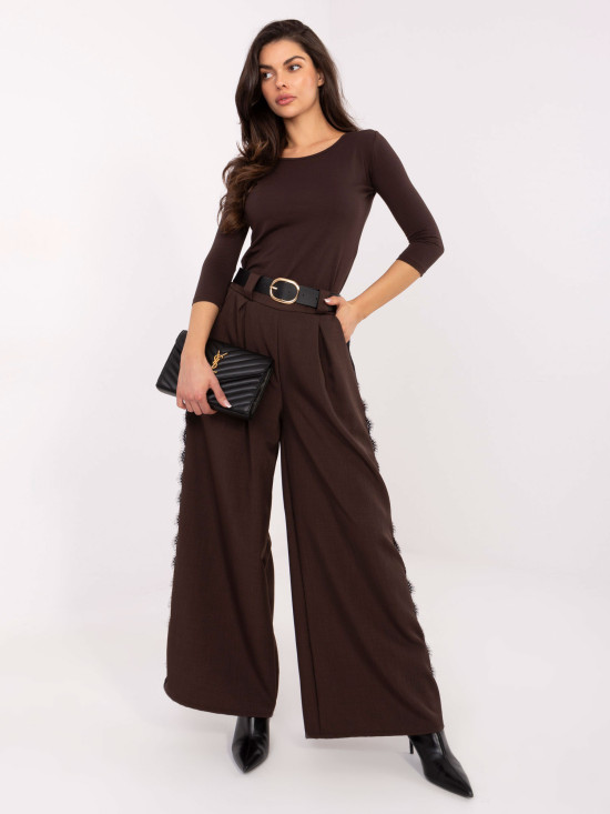 Hnědá bavlněná halenka s 3/4 rukávem