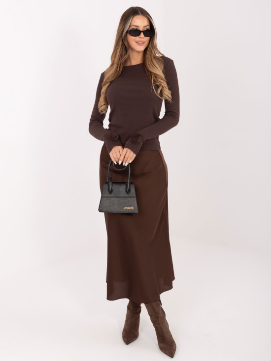 Hnědá žebrovaná halenka s dlouhým rukávem