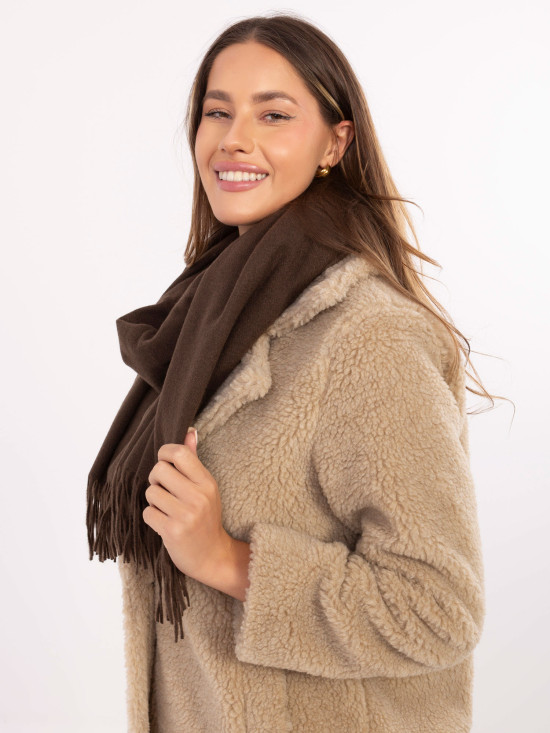 Dámská tmavě hnědá šála z jemného polyesteru