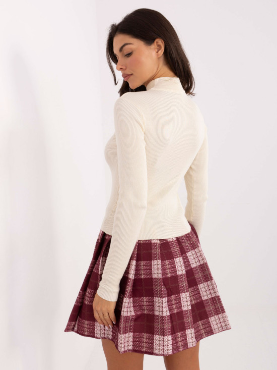 Ecru žebrovaný rolákový pulovr