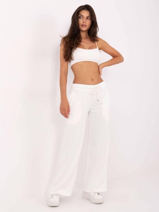 Stylové ecru teplákové kalhoty