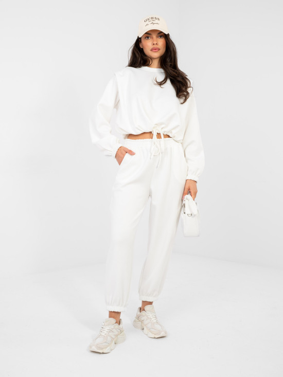 Dámská souprava v ecru barvě s vázáním