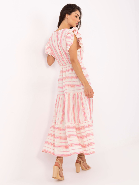 Bílo-růžové letní midi šaty