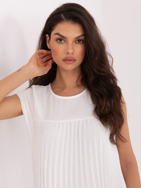 Elegantní midi šaty ecru s kapsami