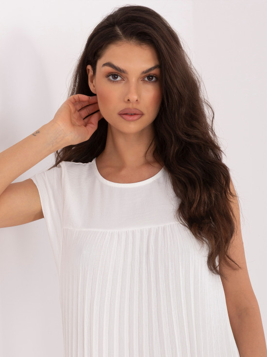 Elegantní midi šaty ecru s kapsami