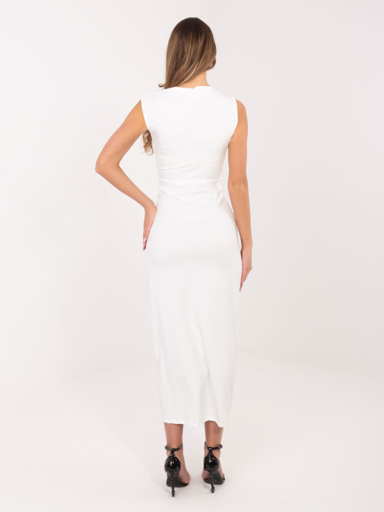 Elegantní midi šaty s vodopádovým výstřihem, ecru