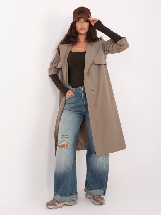 Stylový přechodový trenčkot v béžové barvě