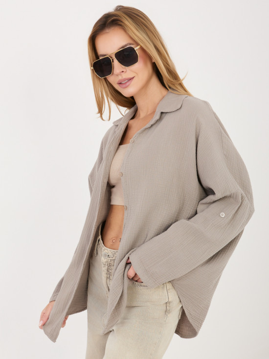 Béžová bavlněná košile s límečkem