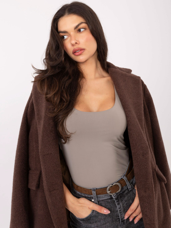 Béžový hladký top bez rukávů