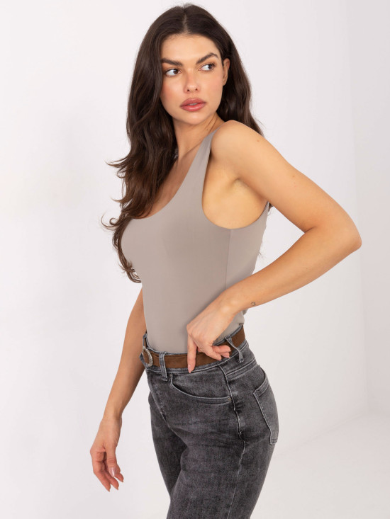 Béžový hladký top bez rukávů