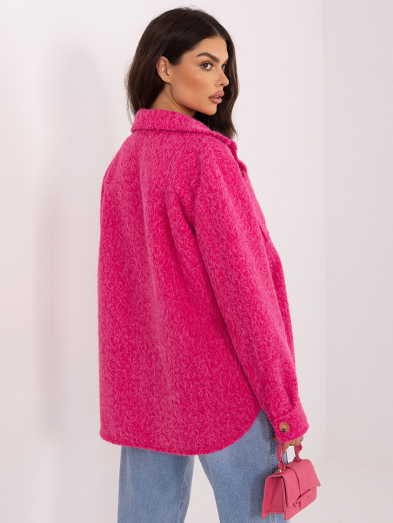 Stylová fuchsiová přechodová bunda s límečkem