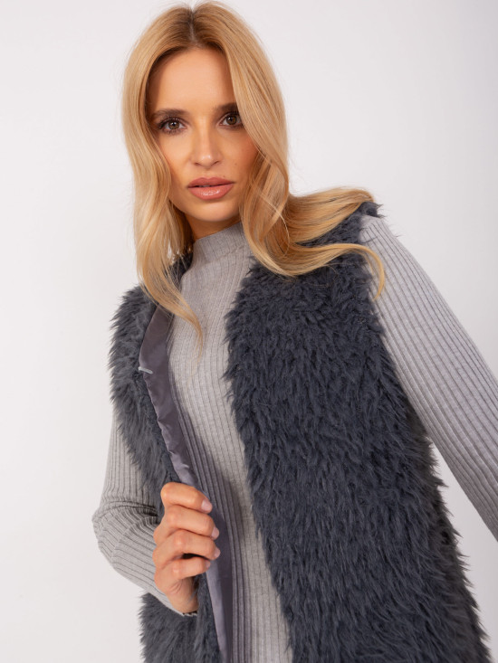 Grafitová dámská vesta s podšívkou