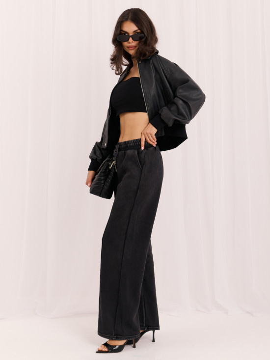 Šedé teplákové kalhoty wide leg