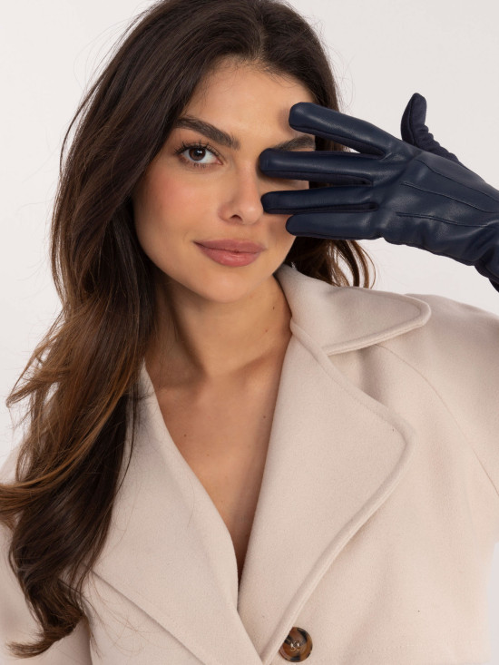 Hladké rukavice s teplou podšívkou tmavě modré