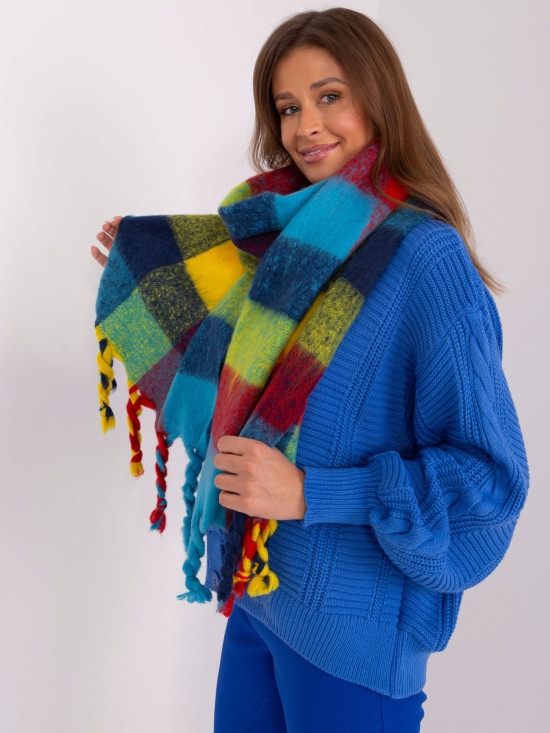 Elegantní modrá šála s třásněmi