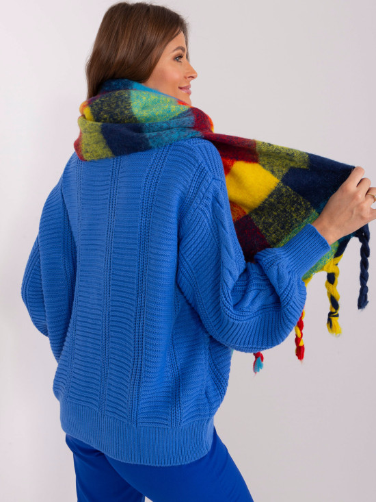 Elegantní modrá šála s třásněmi