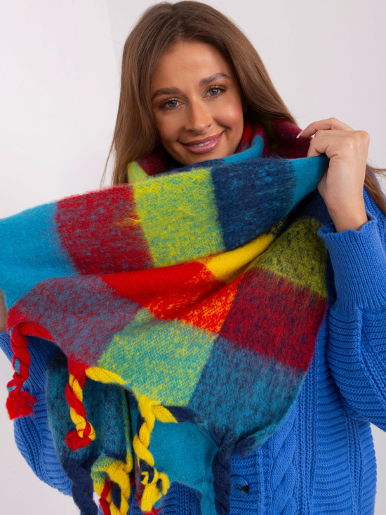 Elegantní modrá šála s třásněmi