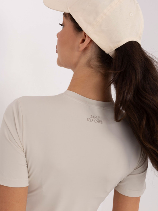 Béžová hladká halenka s krátkým rukávem