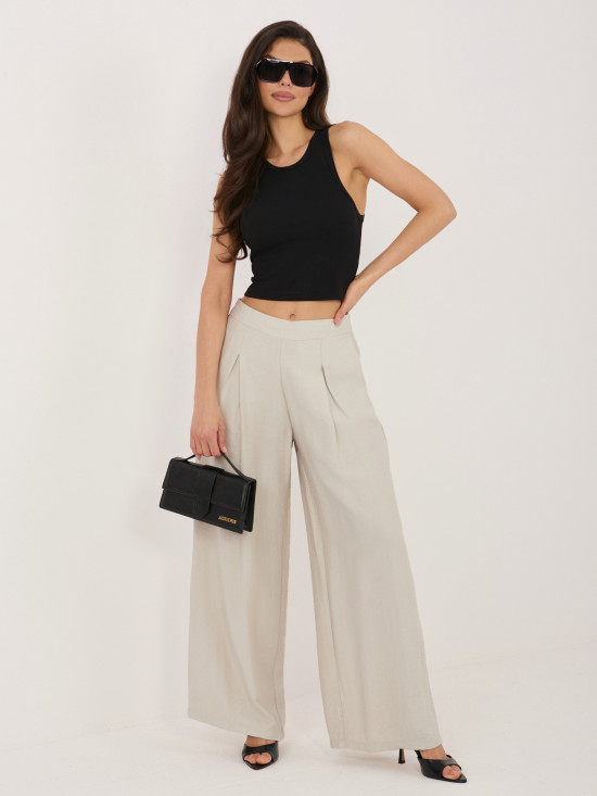 Béžové palazzo kalhoty z viskózy
