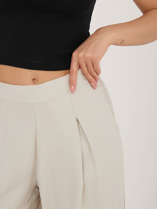 Béžové palazzo kalhoty z viskózy