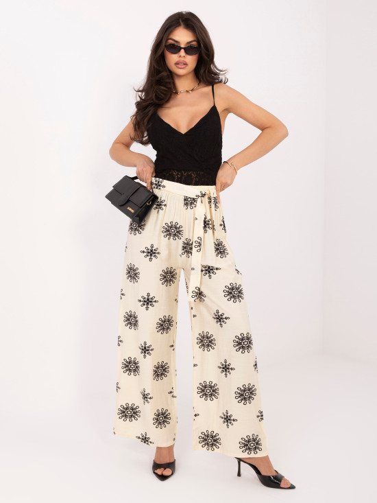 Béžové palazzo kalhoty s páskem