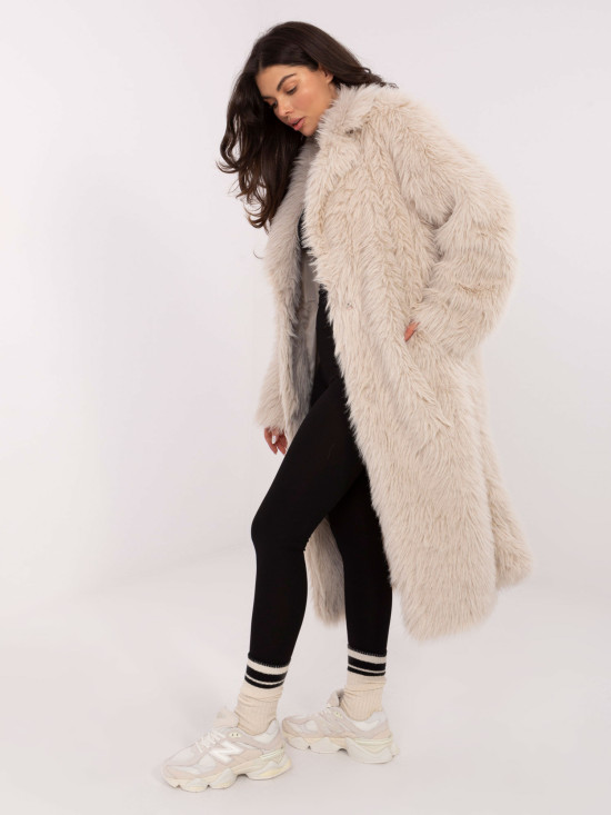 Dámský elegantní béžový kabát s podšívkou