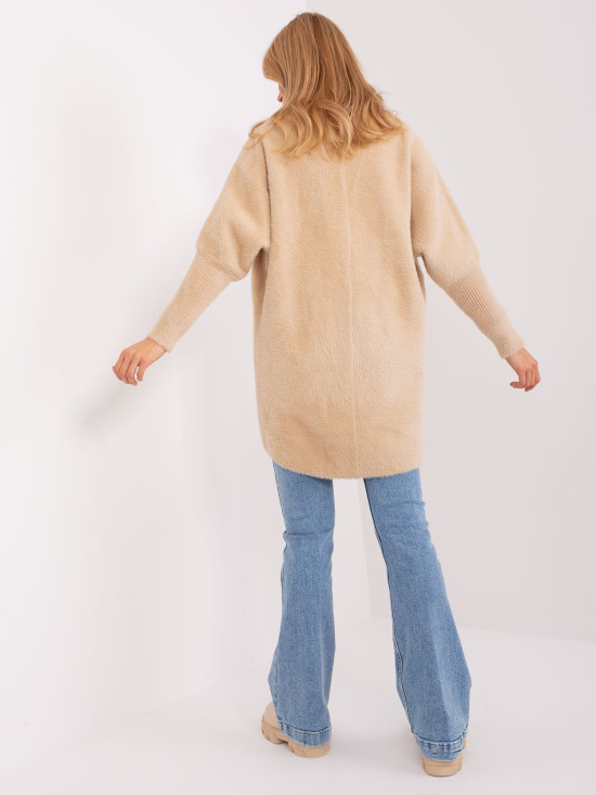 Světle béžový dámský přechodný kabát z alpaky s vlnou