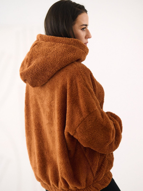 Béžová mikina s kapucí a kapsou