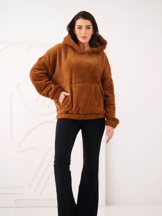 Béžová mikina s kapucí a kapsou