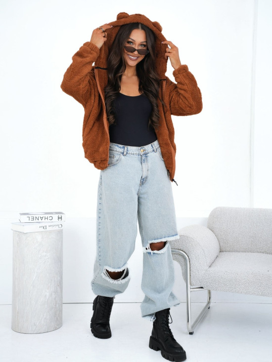 Béžová mikina s kapucí na zip