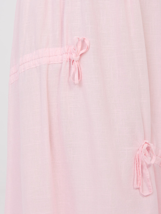 Světle růžová midi sukně s vázáním