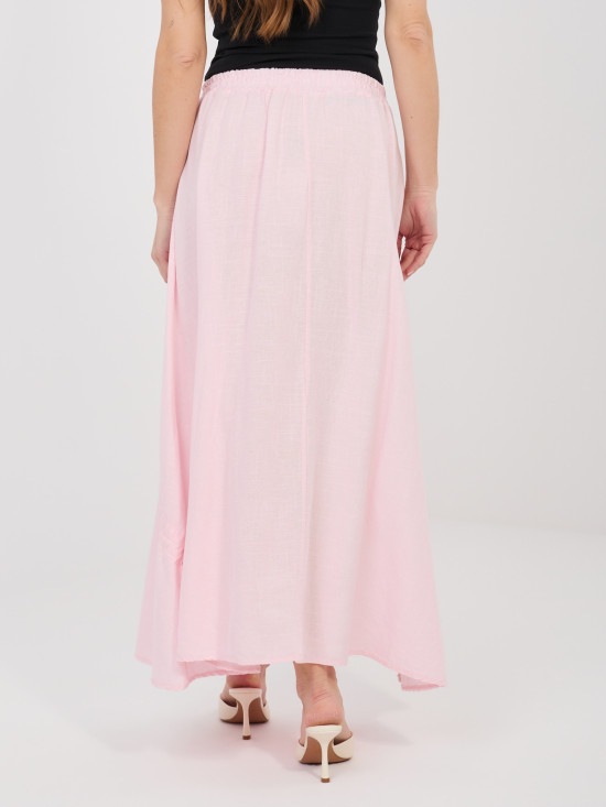 Světle růžová midi sukně s vázáním