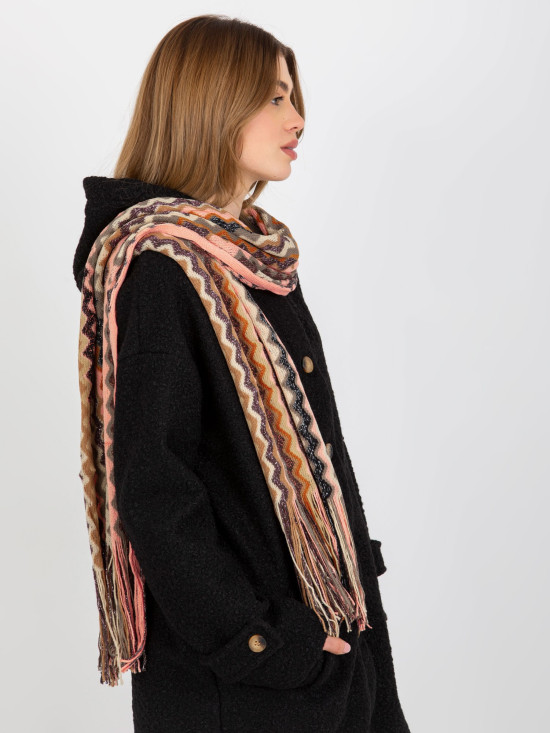 Světle růžová vzorovaná šála s lesklou nití